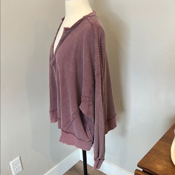 We The Free V-Neck Waffle Knit Top - Picture 4 of 6